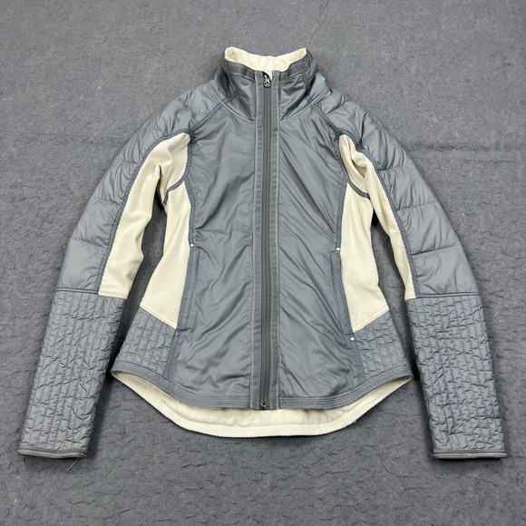 Lululemon Run Bundle Up Jacket 4 Cream/Silver Goose Down Full Zip Lined W4A09S - Picture 1 of 15